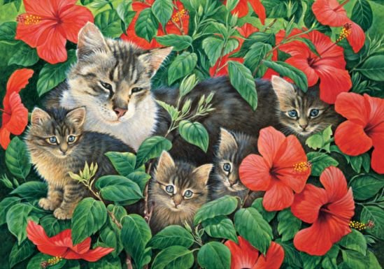 Image 1 of Mother And Kittens Animal Themed Maestro Wooden Jigsaw Puzzle 300 Pieces