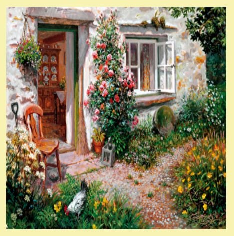 Image 0 of Roses Around The Door Fine Art Themed Maestro Wooden Jigsaw Puzzle 300 Pieces