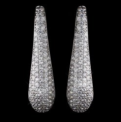 Long Pave Cubic Zirconia Crystal Encrusted Sterling Silver Earrings 