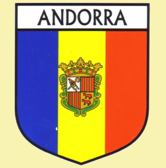Image 0 of Andorra Flag Country Flag of Andorra Decals Stickers Set of 3