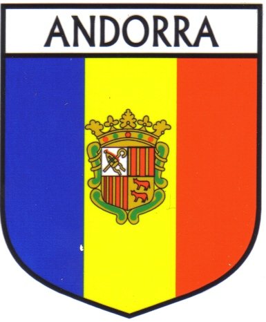 Image 1 of Andorra Flag Country Flag of Andorra Decals Stickers Set of 3