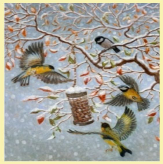 Image 0 of Breakfast In The Snow Bird Themed Maestro Wooden Jigsaw Puzzle 300 Pieces
