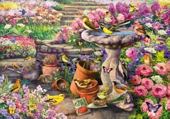 Image 1 of Bath Time Bird Themed Majestic Wooden Jigsaw Puzzle 1500 Pieces