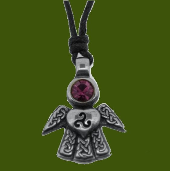 Image 0 of Celtic Angel February Birthstone Stylish Pewter Pendant