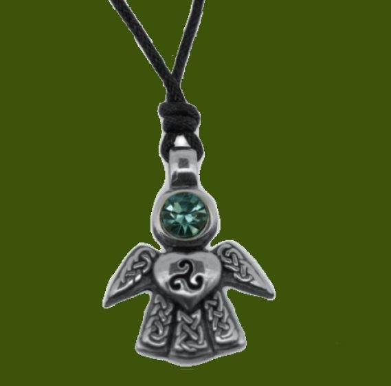 Image 0 of Celtic Angel March Birthstone Stylish Pewter Pendant