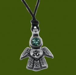 Celtic Angel March Birthstone Stylish Pewter Pendant