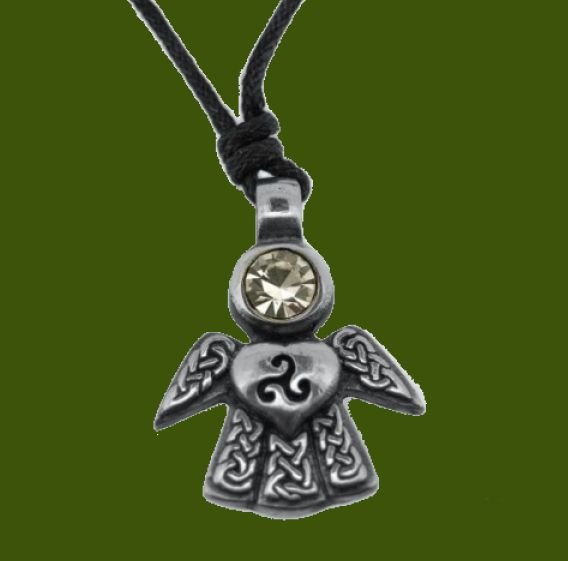 Image 0 of Celtic Angel April Birthstone Stylish Pewter Pendant