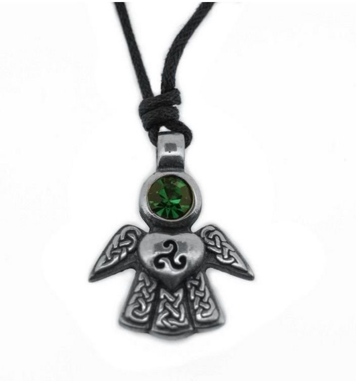 Image 1 of Celtic Angel May Birthstone Stylish Pewter Pendant
