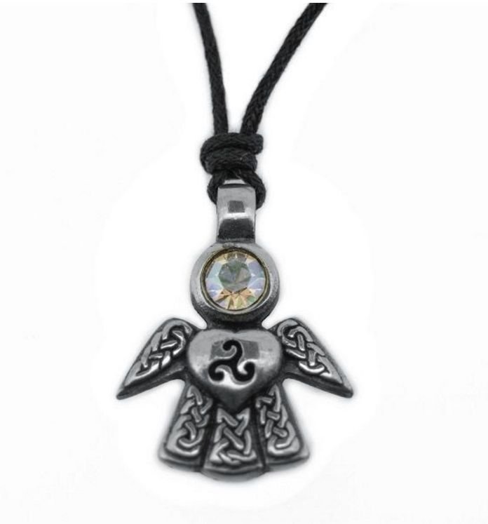 Image 1 of Celtic Angel June Birthstone Stylish Pewter Pendant