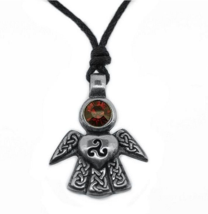 Image 1 of Celtic Angel July Birthstone Stylish Pewter Pendant