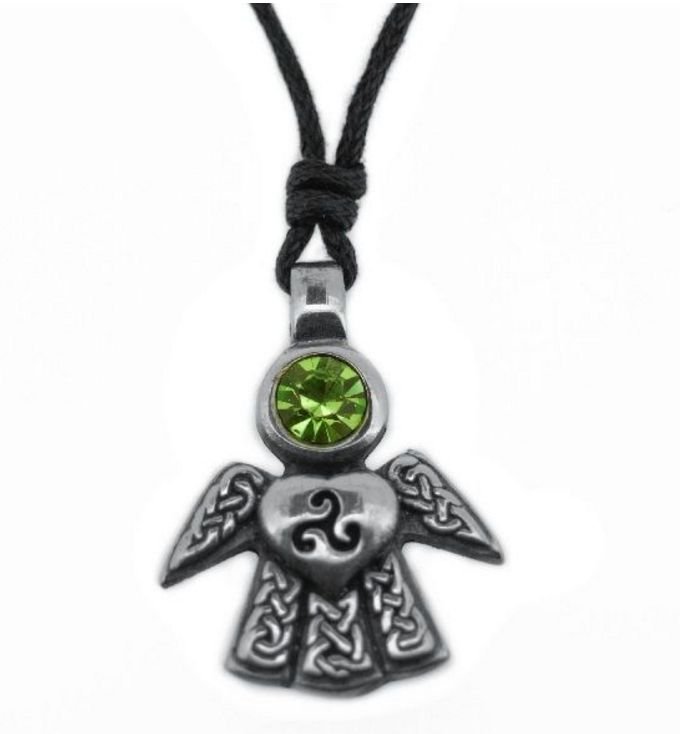 Image 1 of Celtic Angel August Birthstone Stylish Pewter Pendant