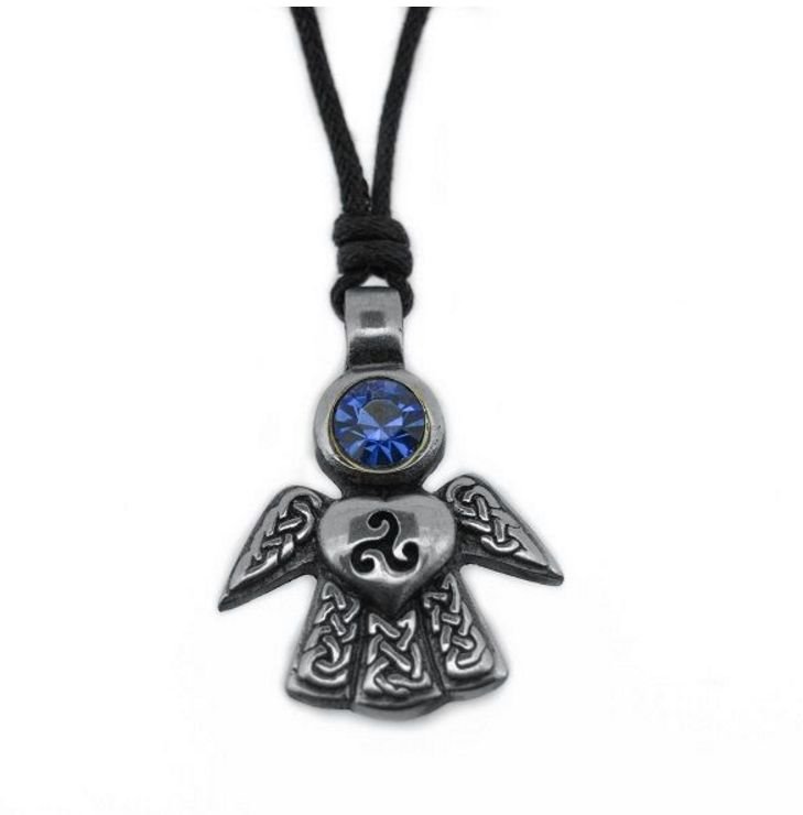 Image 1 of Celtic Angel September Birthstone Stylish Pewter Pendant