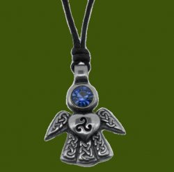 Celtic Angel September Birthstone Stylish Pewter Pendant