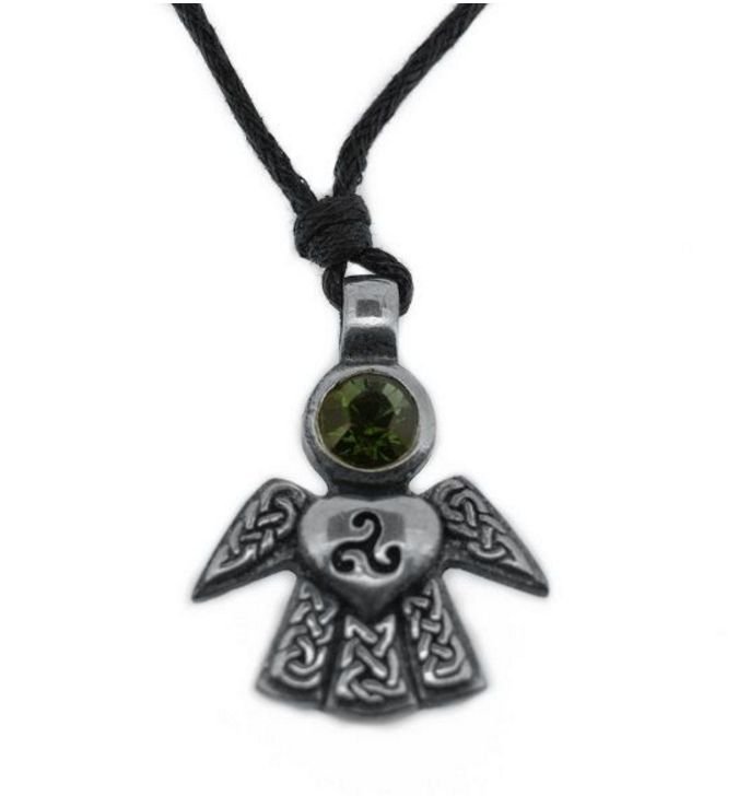 Image 1 of Celtic Angel October Birthstone Stylish Pewter Pendant