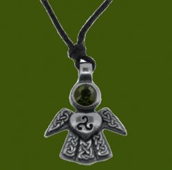 Celtic Angel October Birthstone Stylish Pewter Pendant