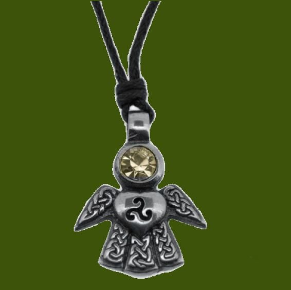 Image 0 of Celtic Angel November Birthstone Stylish Pewter Pendant