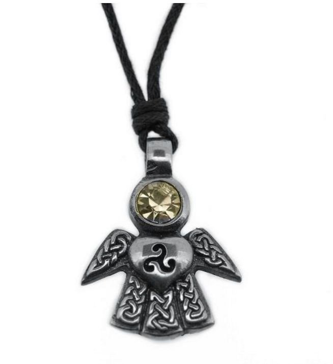Image 1 of Celtic Angel November Birthstone Stylish Pewter Pendant