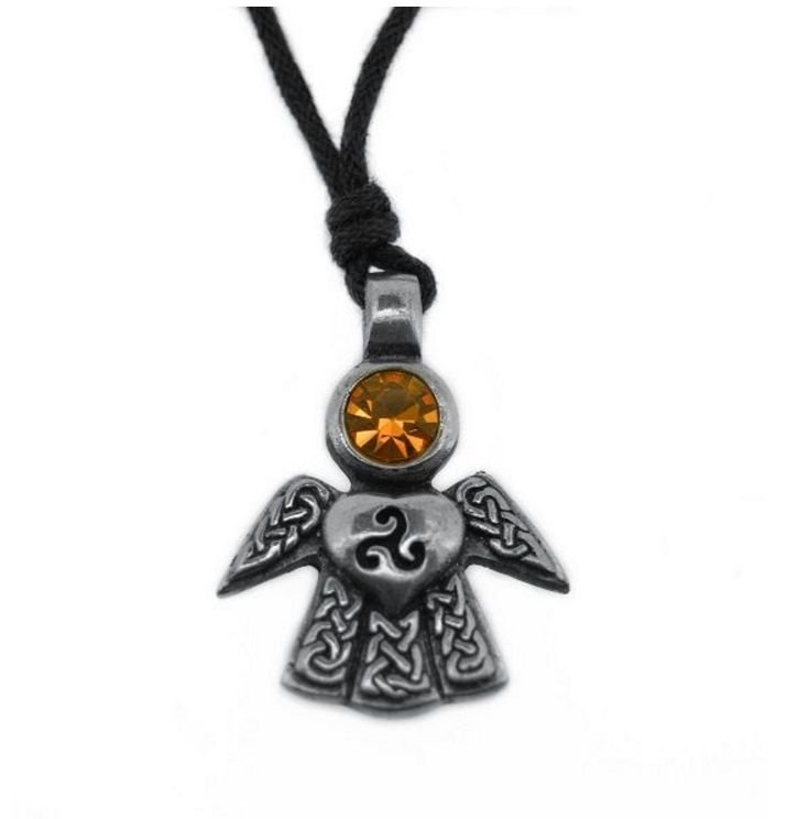 Image 1 of Celtic Angel December Birthstone Stylish Pewter Pendant