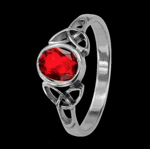 Image 0 of Celtic Knotwork July Birthstone Ladies Sterling Silver Ring