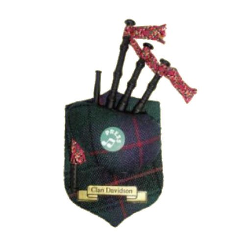 Image 1 of Davidson Clan Tartan Musical Bagpipe Fridge Magnets Set of 3