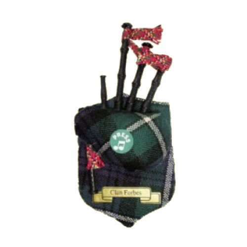 Image 1 of Forbes Clan Tartan Musical Bagpipe Fridge Magnets Set of 3