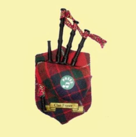 Image 0 of Fraser Clan Tartan Musical Bagpipe Fridge Magnets Set of 3