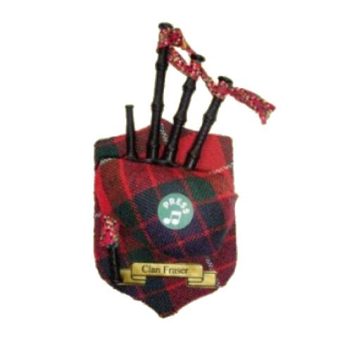Image 1 of Fraser Clan Tartan Musical Bagpipe Fridge Magnets Set of 3