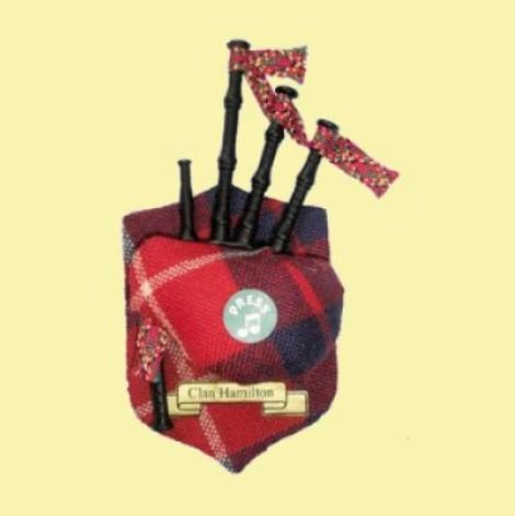 Image 0 of Hamilton Clan Tartan Musical Bagpipe Fridge Magnets Set of 3