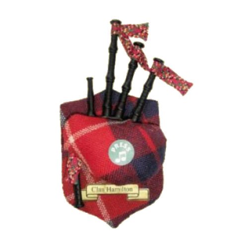 Image 1 of Hamilton Clan Tartan Musical Bagpipe Fridge Magnets Set of 3