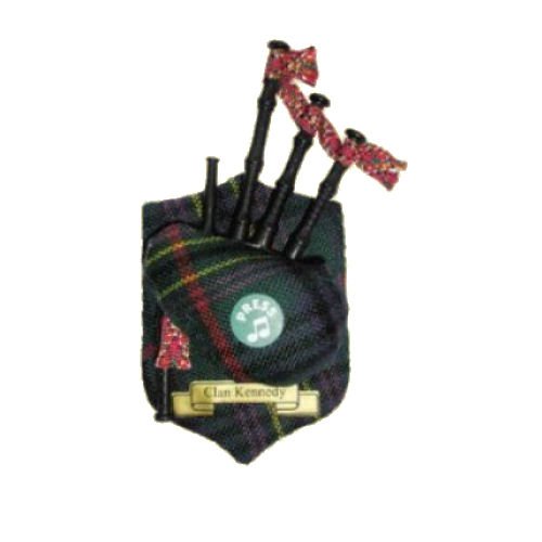 Image 1 of Kennedy Clan Tartan Musical Bagpipe Fridge Magnets Set of 3