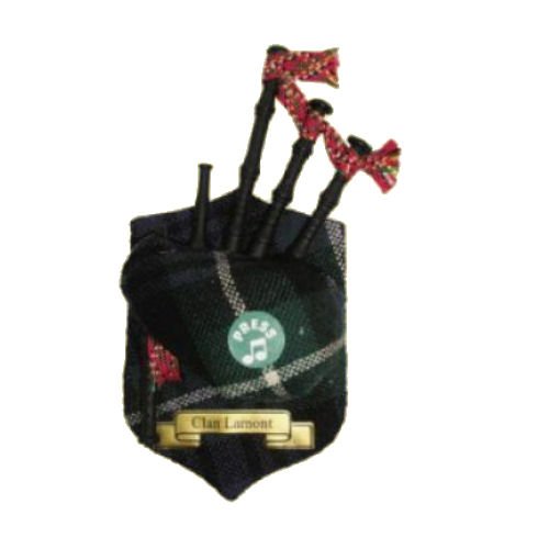 Image 1 of Lamont Clan Tartan Musical Bagpipe Fridge Magnets Set of 3
