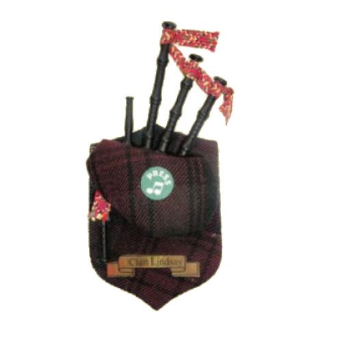Image 1 of Lindsay Clan Tartan Musical Bagpipe Fridge Magnets Set of 3