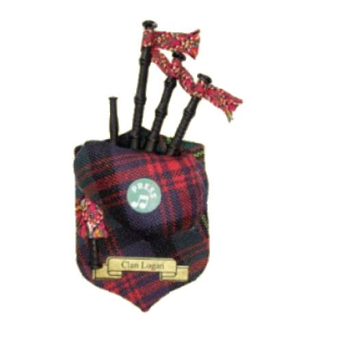 Image 1 of Logan Clan Tartan Musical Bagpipe Fridge Magnets Set of 3