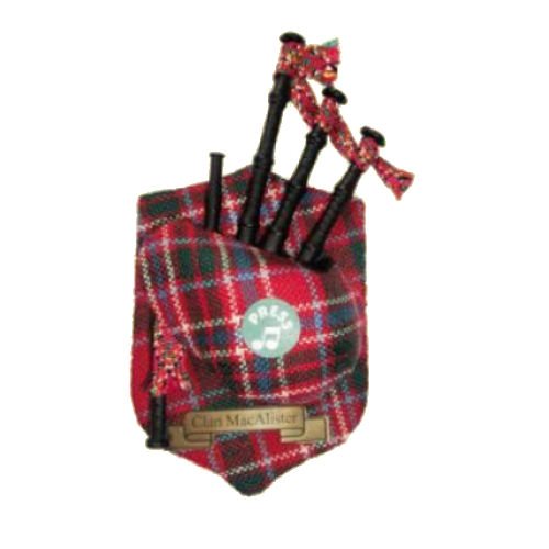 Image 1 of MacAlister Clan Tartan Musical Bagpipe Fridge Magnets Set of 3