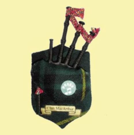 Image 0 of MacArthur Clan Tartan Musical Bagpipe Fridge Magnets Set of 3