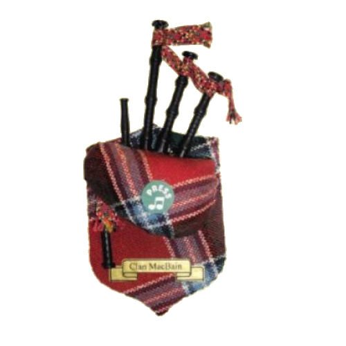 Image 1 of MacBain Clan Tartan Musical Bagpipe Fridge Magnets Set of 3