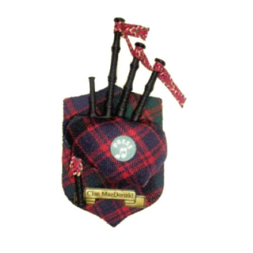 Image 1 of MacDonald Clan Tartan Musical Bagpipe Fridge Magnets Set of 3