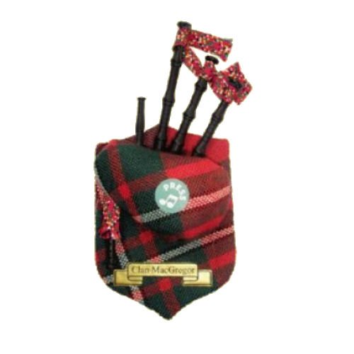 Image 1 of MacGregor Clan Tartan Musical Bagpipe Fridge Magnets Set of 3