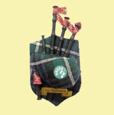 Image 0 of MacKenzie Clan Tartan Musical Bagpipe Fridge Magnets Set of 3