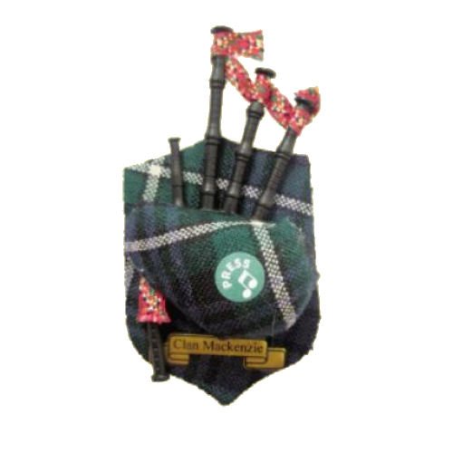 Image 1 of MacKenzie Clan Tartan Musical Bagpipe Fridge Magnets Set of 3