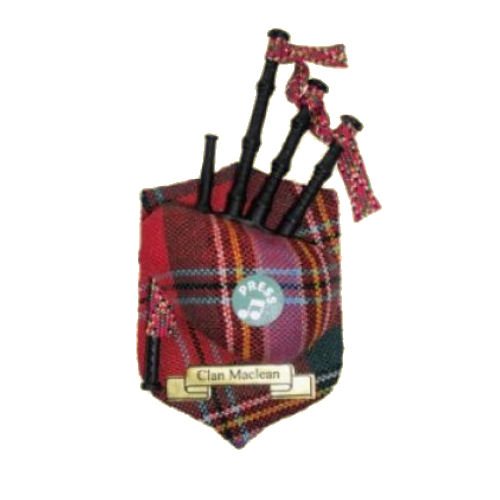 Image 1 of MacLean Clan Tartan Musical Bagpipe Fridge Magnets Set of 3