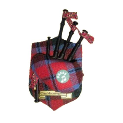 Image 1 of MacNaughton Clan Tartan Musical Bagpipe Fridge Magnets Set of 3