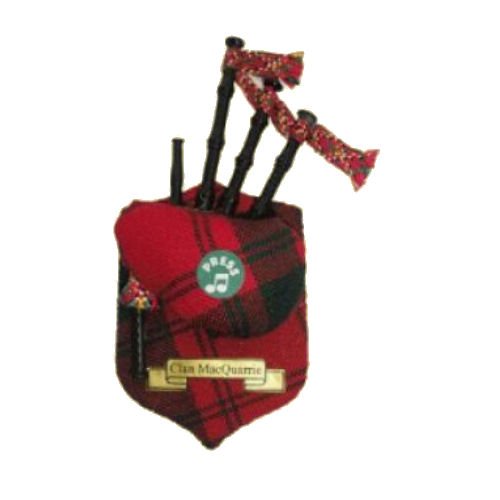 Image 1 of MacQuarrie Clan Tartan Musical Bagpipe Fridge Magnets Set of 3