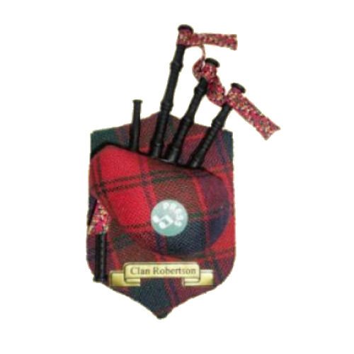 Image 1 of Robertson Clan Tartan Musical Bagpipe Fridge Magnets Set of 3