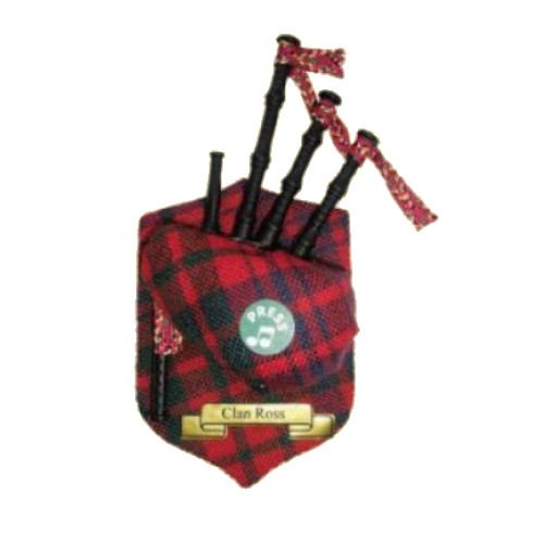 Image 1 of Ross Clan Tartan Musical Bagpipe Fridge Magnets Set of 3