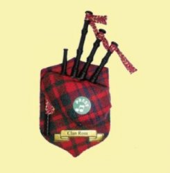 Ross Clan Tartan Musical Bagpipe Fridge Magnets Set of 3