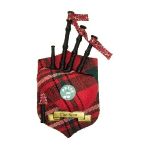 Image 1 of Scott Clan Tartan Musical Bagpipe Fridge Magnets Set of 3