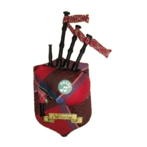 Image 1 of Sinclair Clan Tartan Musical Bagpipe Fridge Magnets Set of 3