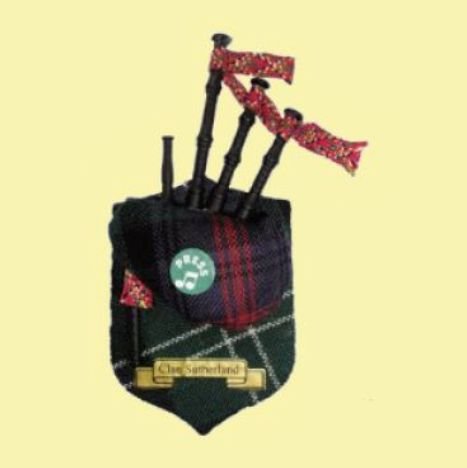 Image 0 of Sutherland Clan Tartan Musical Bagpipe Fridge Magnets Set of 3