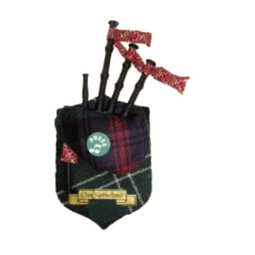 Image 1 of Sutherland Clan Tartan Musical Bagpipe Fridge Magnets Set of 3